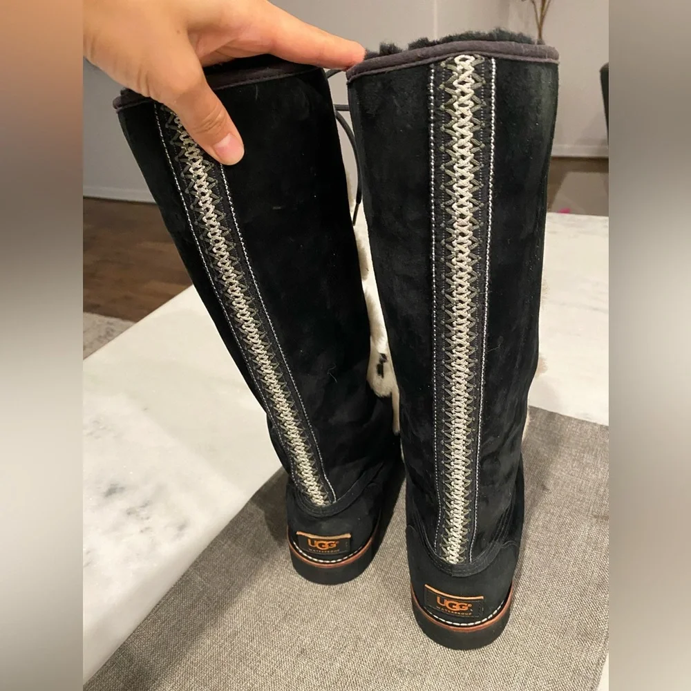 UGG Black Lace-Up Winter Boots - Picture 5 of 7